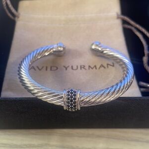 David Yurman Twisted Silver Bracelet with Dark Accents 7mm